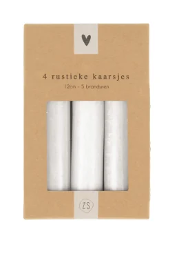 ZUSSS 4 rustieke kaarsjes 12cm