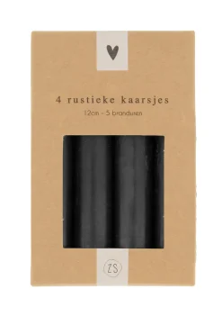 ZUSSS 4 rustieke kaarsjes 12cm
