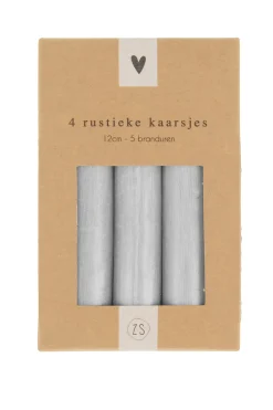 ZUSSS 4 rustieke kaarsjes 12cm