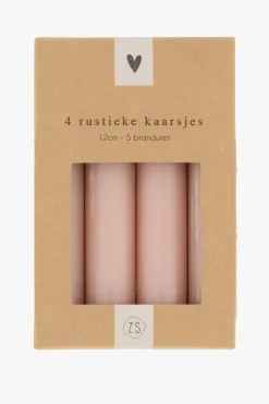 ZUSSS 4 rustieke kaarsjes 12cm terra