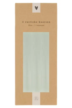 ZUSSS 4 rustieke kaarsjes 20 cm saliegroen
