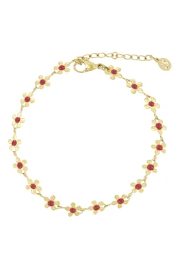 ZUSSS armband met bloemen roze rood
