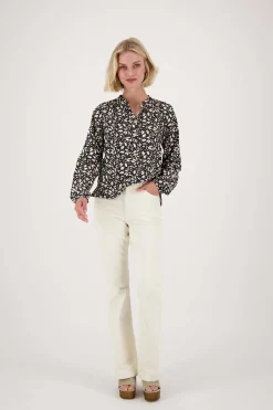 ZUSSS blouse blaadjes print