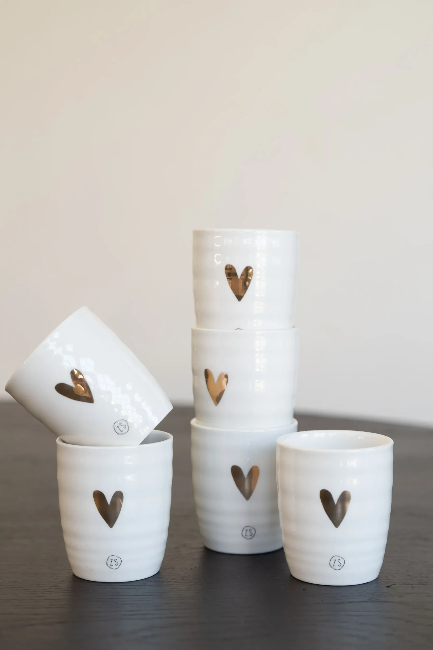 ZUSSS espressokopje goud hartje (set van 6)