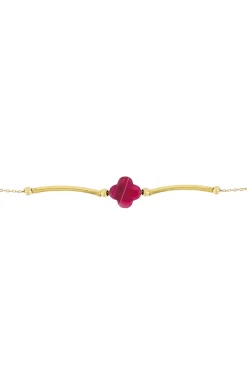 ZUSSS fijne armband met bloem roze rood