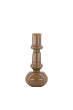 ZUSSS glazen kandelaar 18cm warm grijs