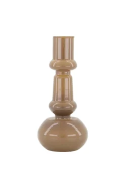 ZUSSS glazen kandelaar 18cm warm grijs