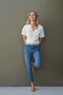 ZUSSS high waist jeans midden blauw