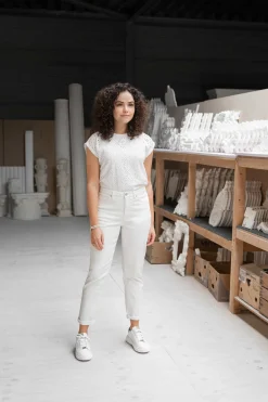 ZUSSS high waist jeans off white