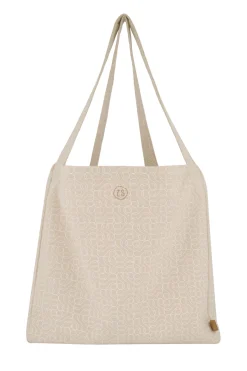 ZUSSS katoenen tas met logoprint zand/wit