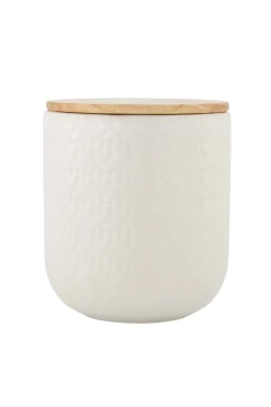 ZUSSS keramieken bewaarpot met houten deksel hartjes 12cm