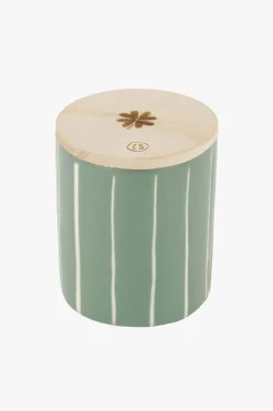 ZUSSS keramieken geurkaars met houten deksel klavertje salie