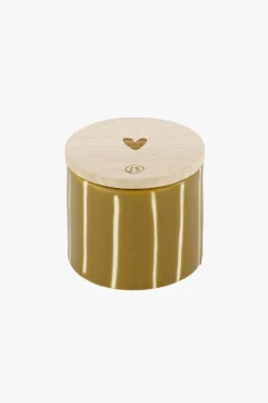 ZUSSS keramieken geurkaarsje met houten deksel hartje