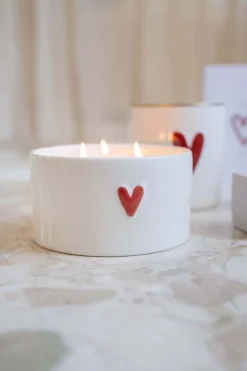 ZUSSS keramieken geurkaars rood hart L