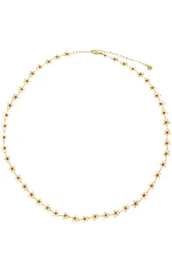 ZUSSS ketting met bloemen roze rood