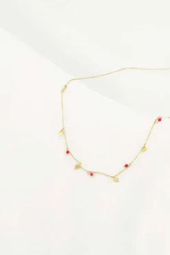 ZUSSS ketting met klavertjes roze rood