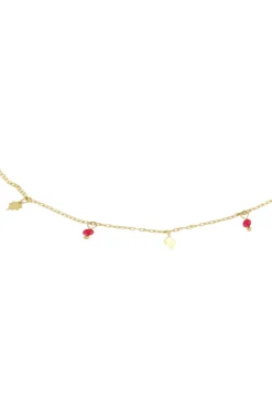 ZUSSS ketting met klavertjes roze rood