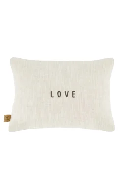 ZUSSS kussen bloemenpatroon love 35x25cm antracietgrijs/zand