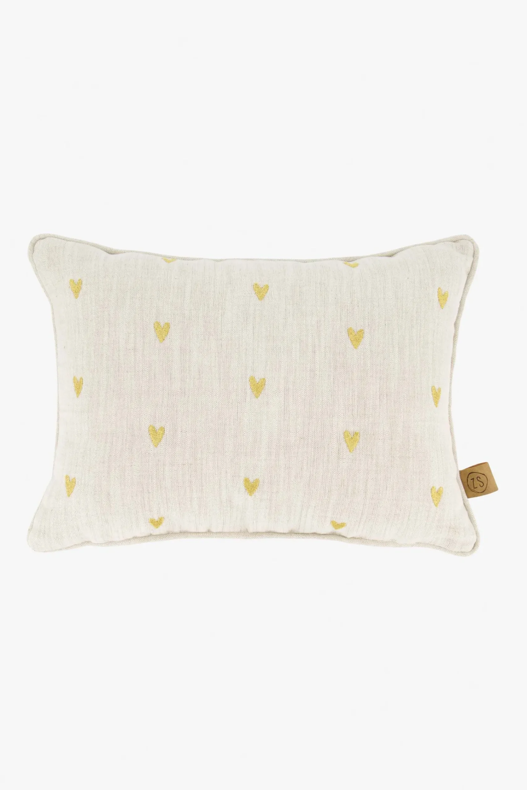 ZUSSS kussen i like you en hartjes 35x25cm peper en zout/goud
