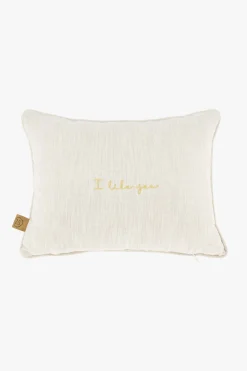 ZUSSS kussen i like you en hartjes 35x25cm peper en zout/goud