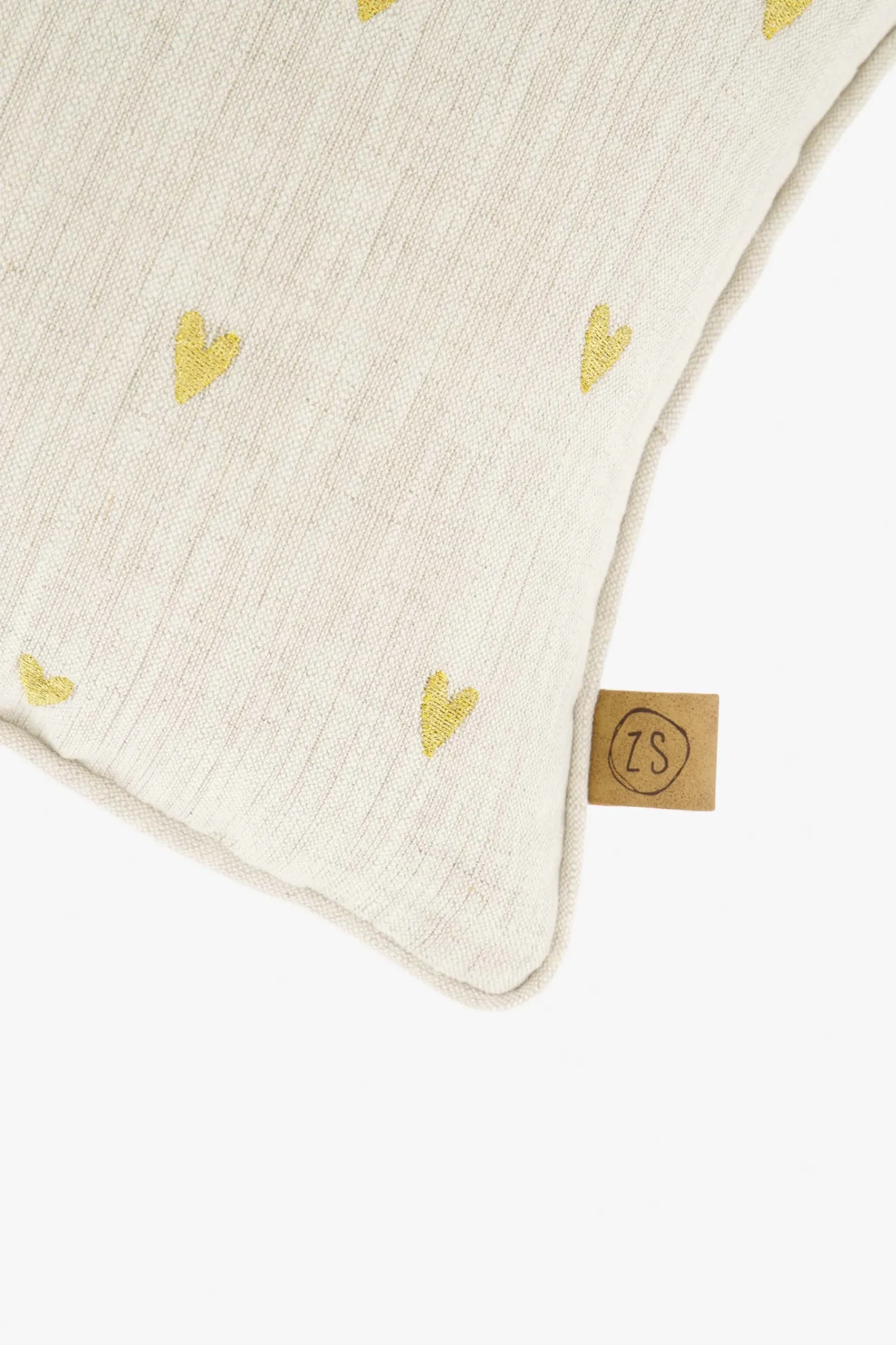 ZUSSS kussen i like you en hartjes 35x25cm peper en zout/goud