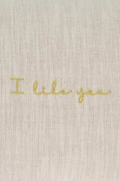 ZUSSS kussen i like you en hartjes 35x25cm peper en zout/goud