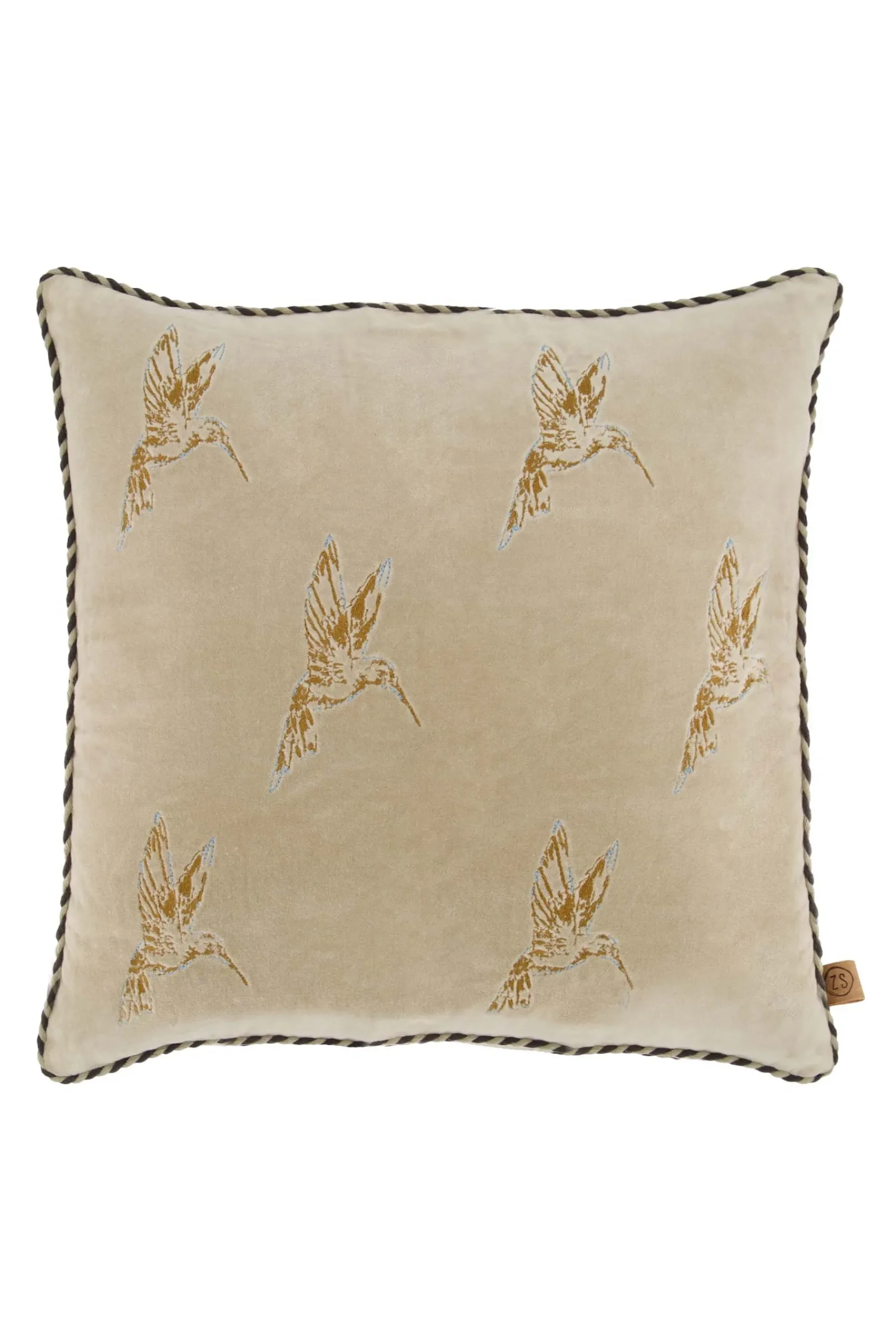 ZUSSS kussen velvet colibri borduur 45x45cm