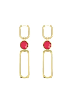 ZUSSS oorbel met glassteen roze rood