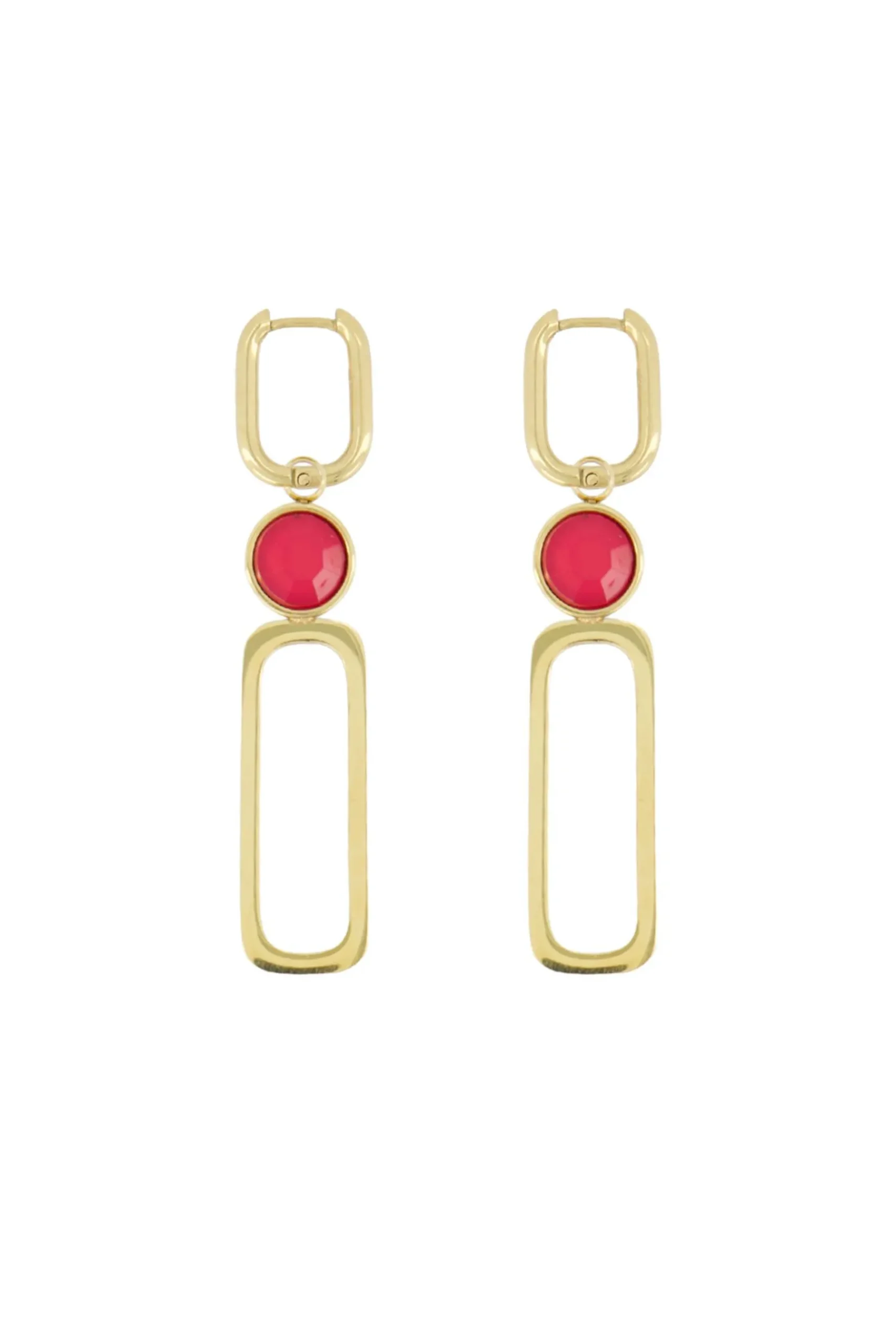 ZUSSS oorbel met glassteen roze rood