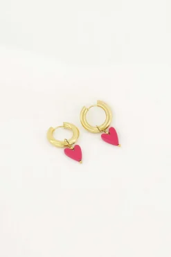 ZUSSS oorbel met hartje roze rood