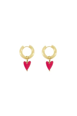 ZUSSS oorbel met hartje roze rood