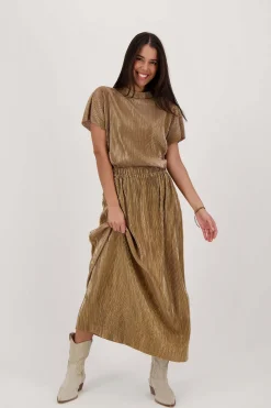 ZUSSS plisse rok goud