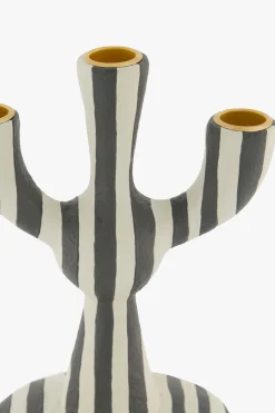 ZUSSS polystone kandelaar met strepen