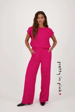 ZUSSS satijnen twill broek roze rood