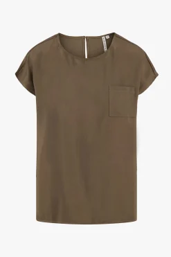 ZUSSS satijnen twill top met boothals