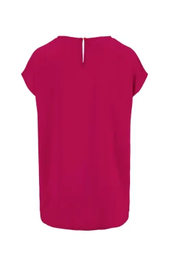 ZUSSS satijnen twill top met boothals roze rood
