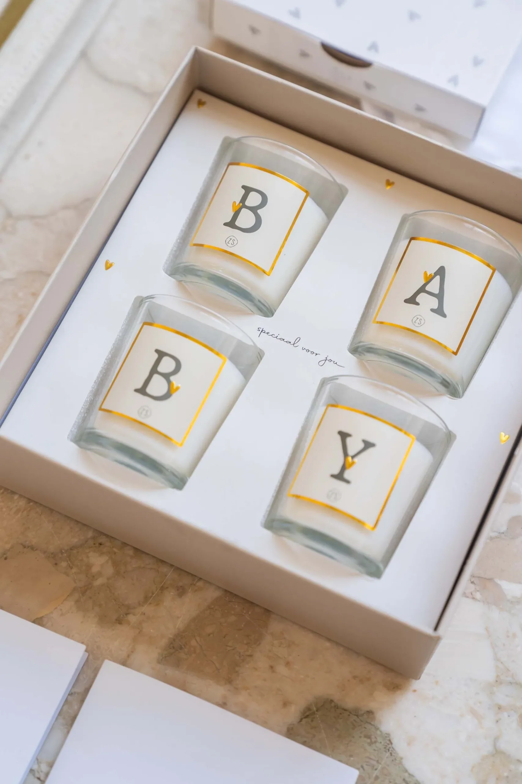 ZUSSS set van 4 glaskaarsjes baby