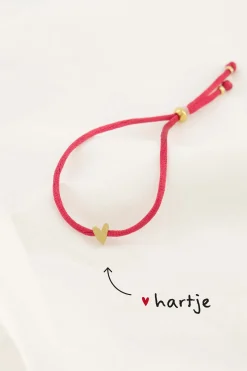 ZUSSS touwarmbandje hartje roze rood