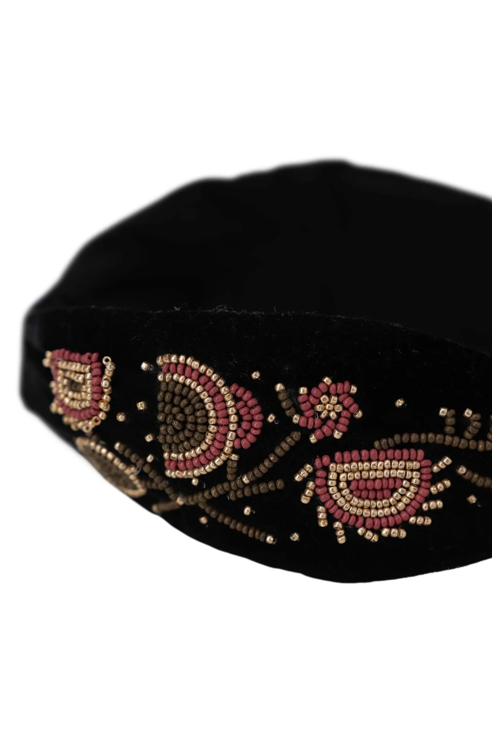 ZUSSS velvet haarband met geborduurde kraaltjes