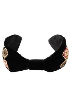 ZUSSS velvet haarband met geborduurde kraaltjes