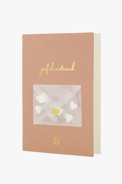 ZUSSS wenskaart hoera met hartjes confetti terra roze