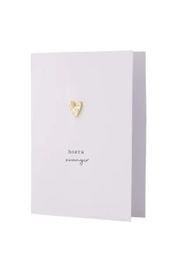 ZUSSS wenskaart met broche hoera zwanger