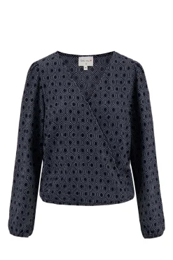 ZUSSS wikkeltop met blockprint donkerblauw grijs