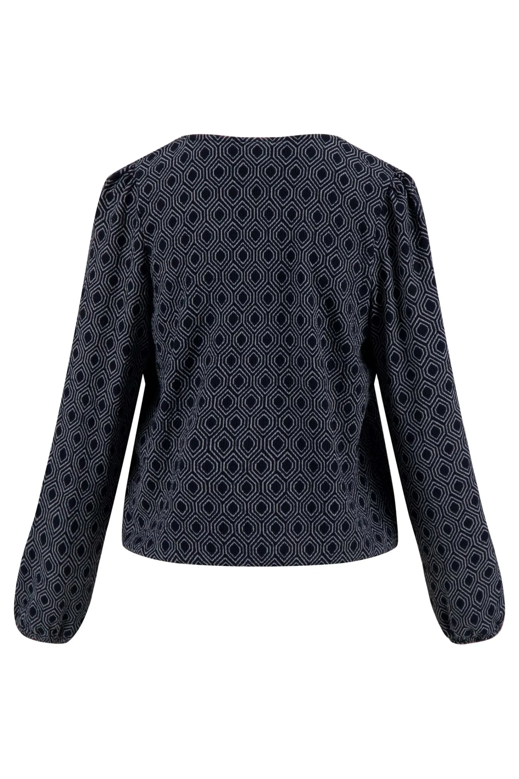 ZUSSS wikkeltop met blockprint donkerblauw grijs